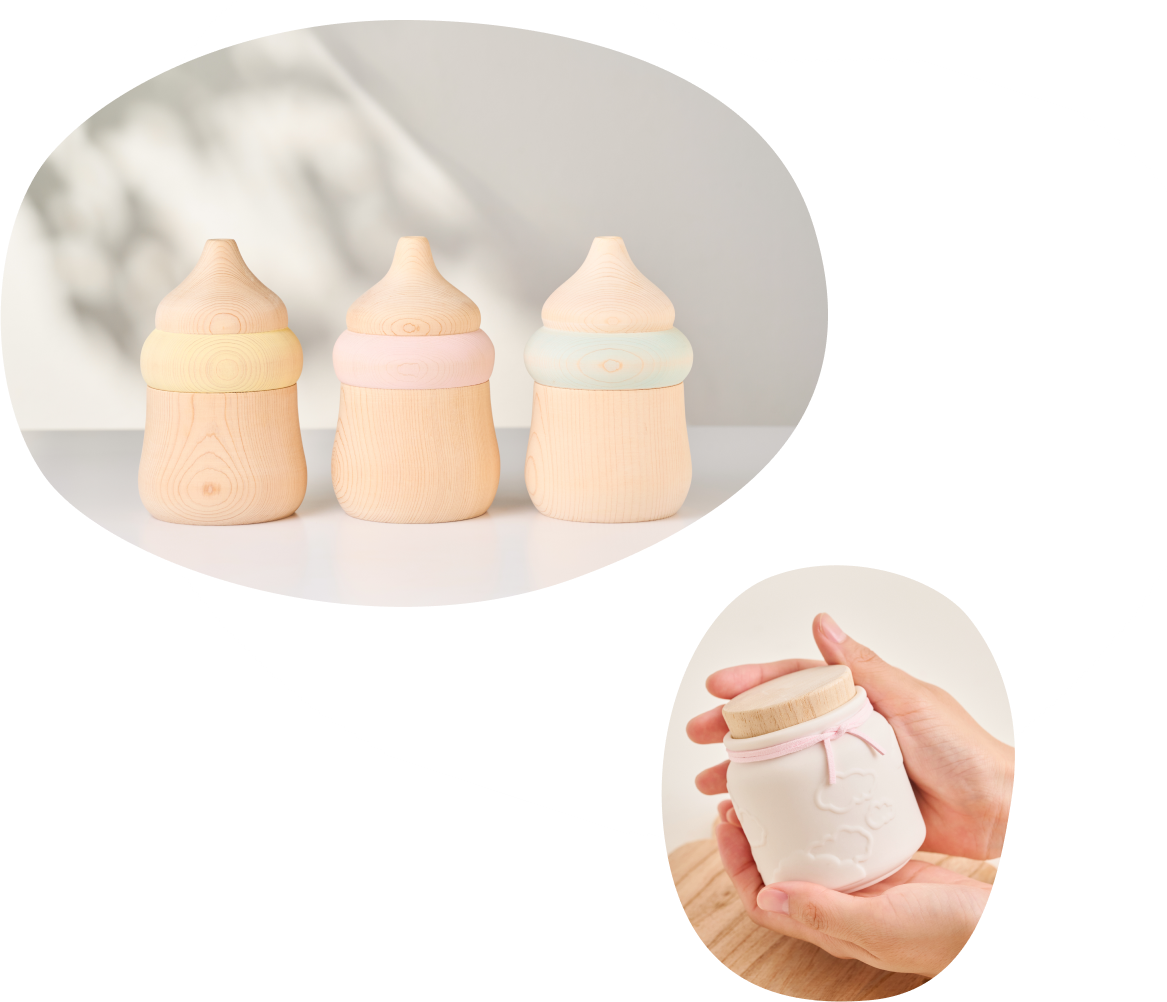 3色の天使のお香立てとさくら色の天使のうつわ